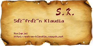 Sáfrán Klaudia névjegykártya